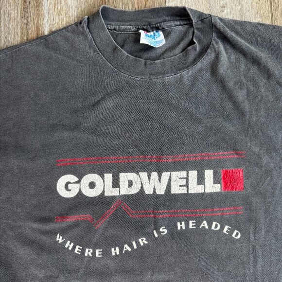 Vintage Goldwell Where Hair is Headed T-Shirt Faded Black X Large - Picture 2 of 5